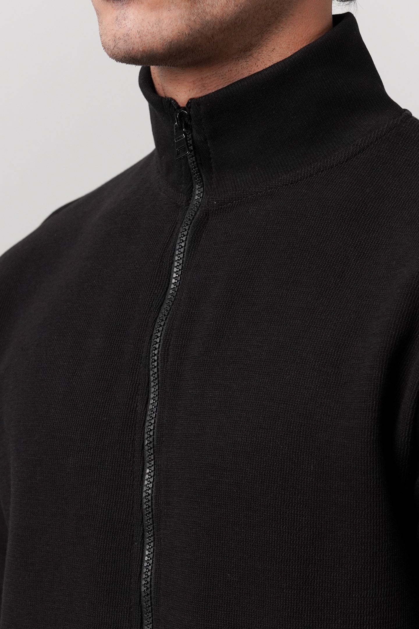 Stand-Up Collar Jacket - Black - Mendeez