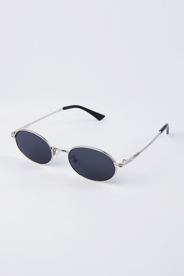 Metal Oval Sunglasses - Black - Mendeez