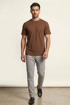 Crew Neck T-Shirt - Brown - Mendeez