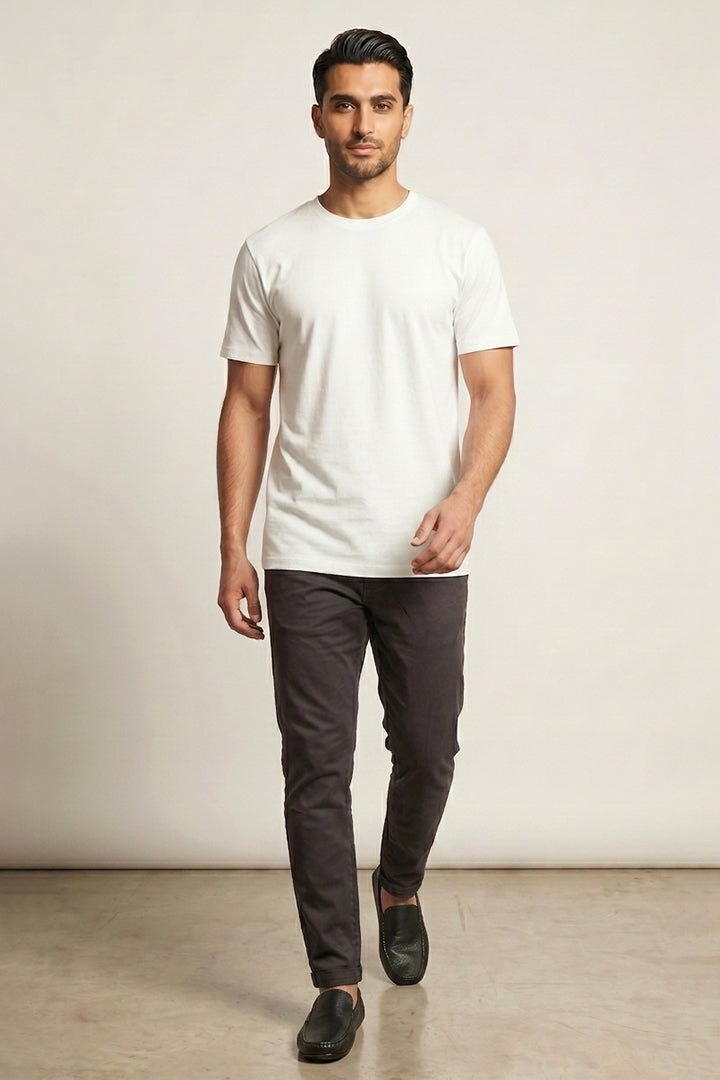 Crew Neck T-Shirt - White - Mendeez