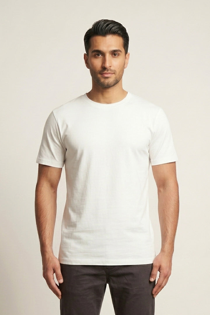 Crew Neck T-Shirt - White - Mendeez