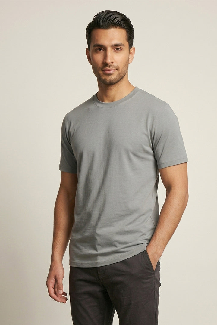 Crew Neck T-Shirt - Grey - Mendeez