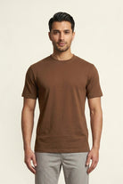 Crew Neck T-Shirt - Brown - Mendeez