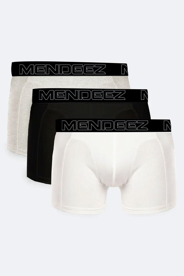Boxer Briefs - Light Grey, Black & White Pack Of 3 - Mendeez