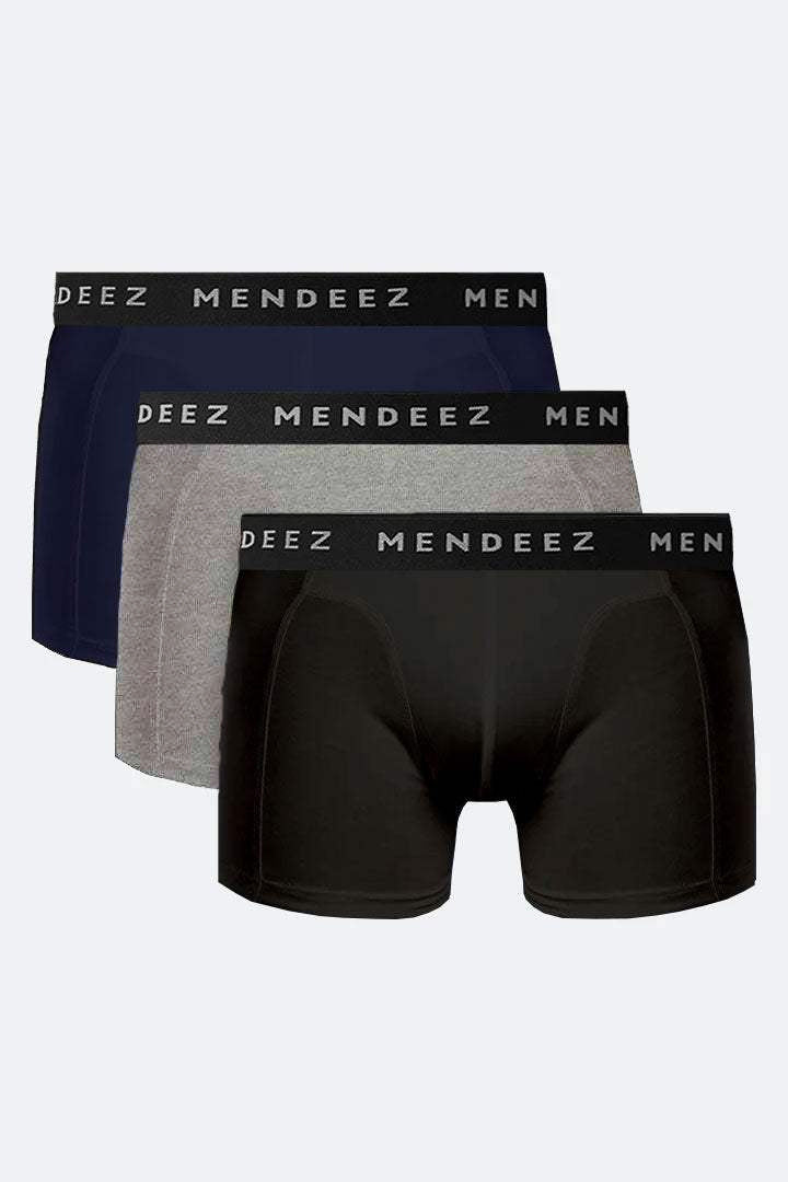 Boxer Briefs - Navy Blue, Grey & Black Pack Of 3 - Mendeez