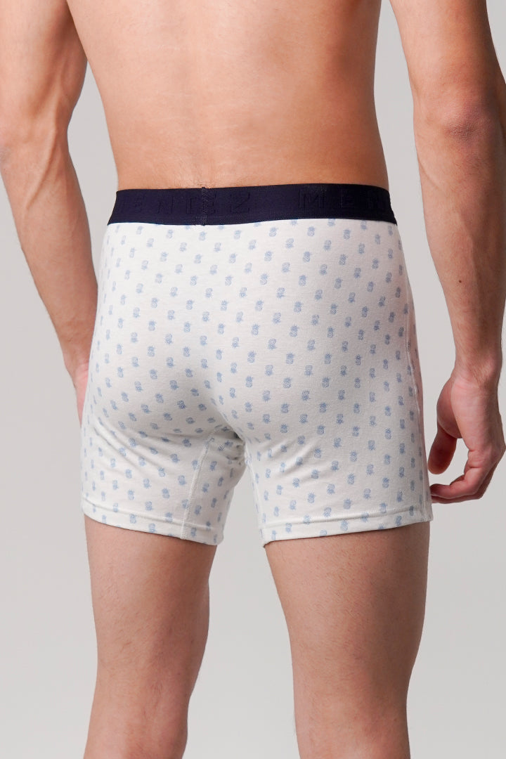 Pineapple Printed Ball Pouch Boxer - White - Mendeez