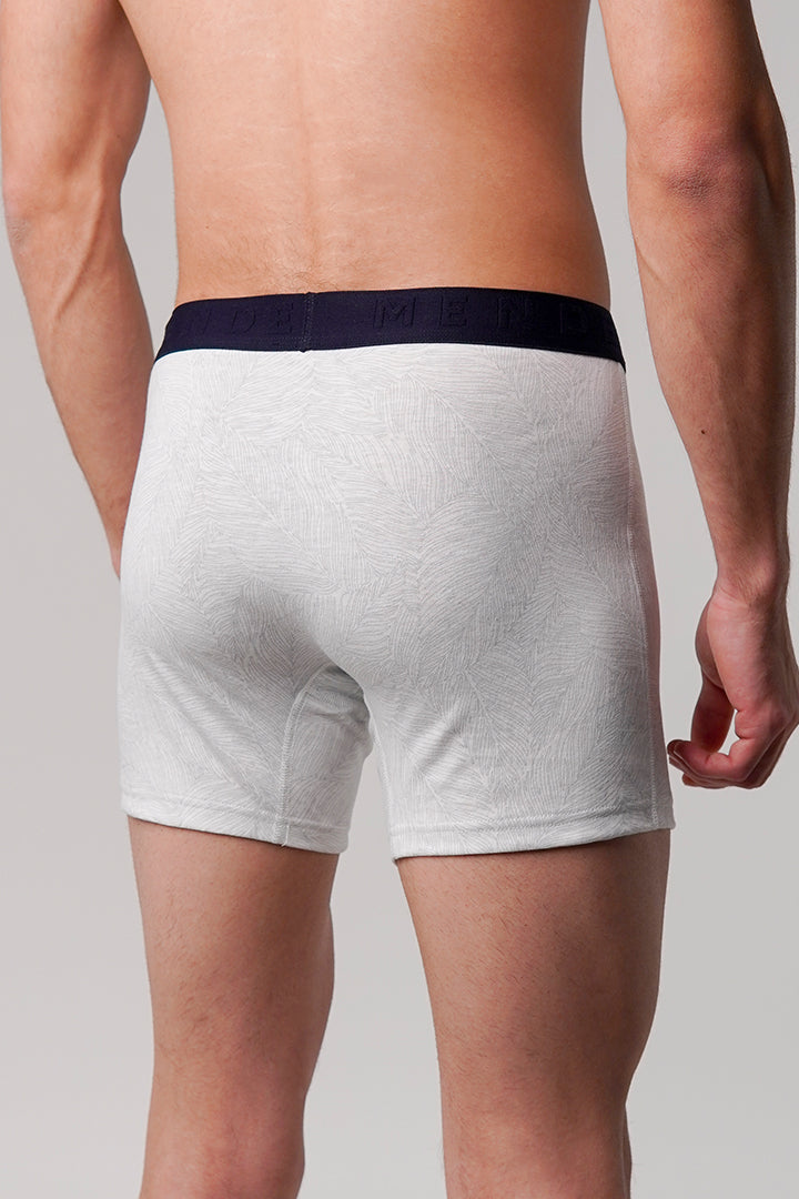 Leaves Printed - Ball Pouch Boxer - White - Mendeez
