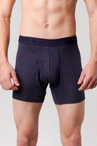 Checkered Ball Pouch Boxer - Navy Blue - Mendeez