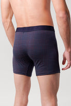Checkered Ball Pouch Boxer - Navy Blue - Mendeez
