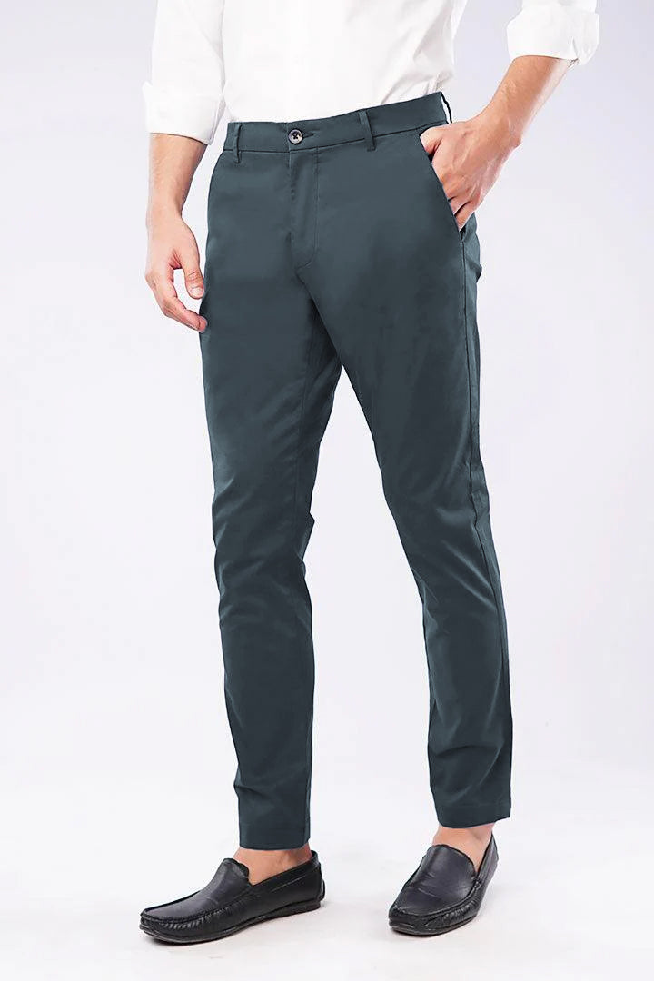 Slim Fit Chinos - Greyish Blue - Mendeez