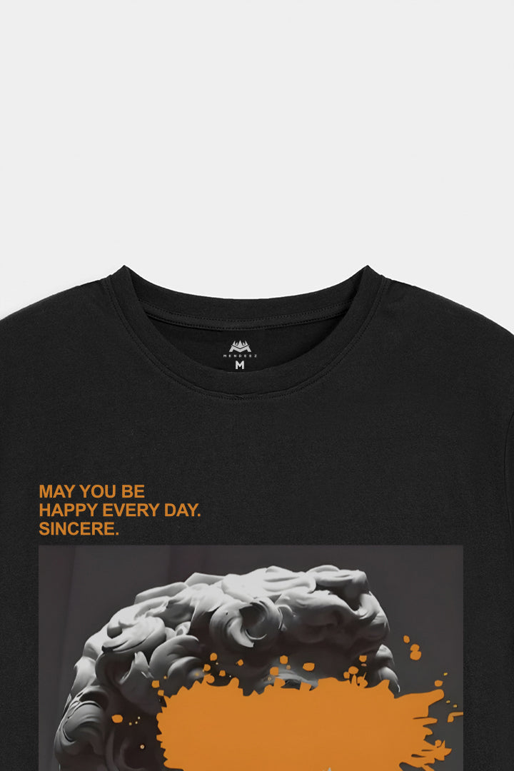 Printed Graphic Tee - Black - Mendeez