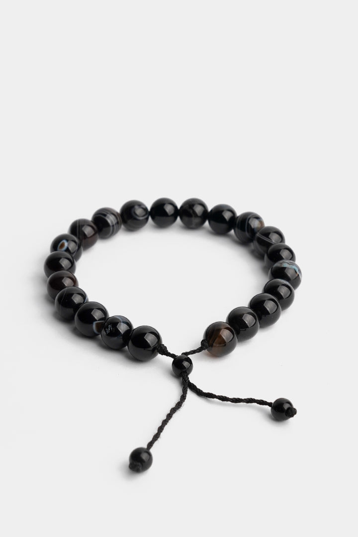 Adjustable Beaded Bracelet - Black - Mendeez