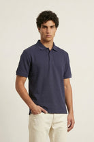Jacquard Textured Polo - Navy Blue - Mendeez