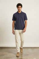 Jacquard Textured Polo - Navy Blue - Mendeez