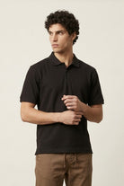 Jacquard Textured Polo - Black - Mendeez