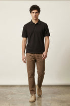 Jacquard Textured Polo - Black - Mendeez