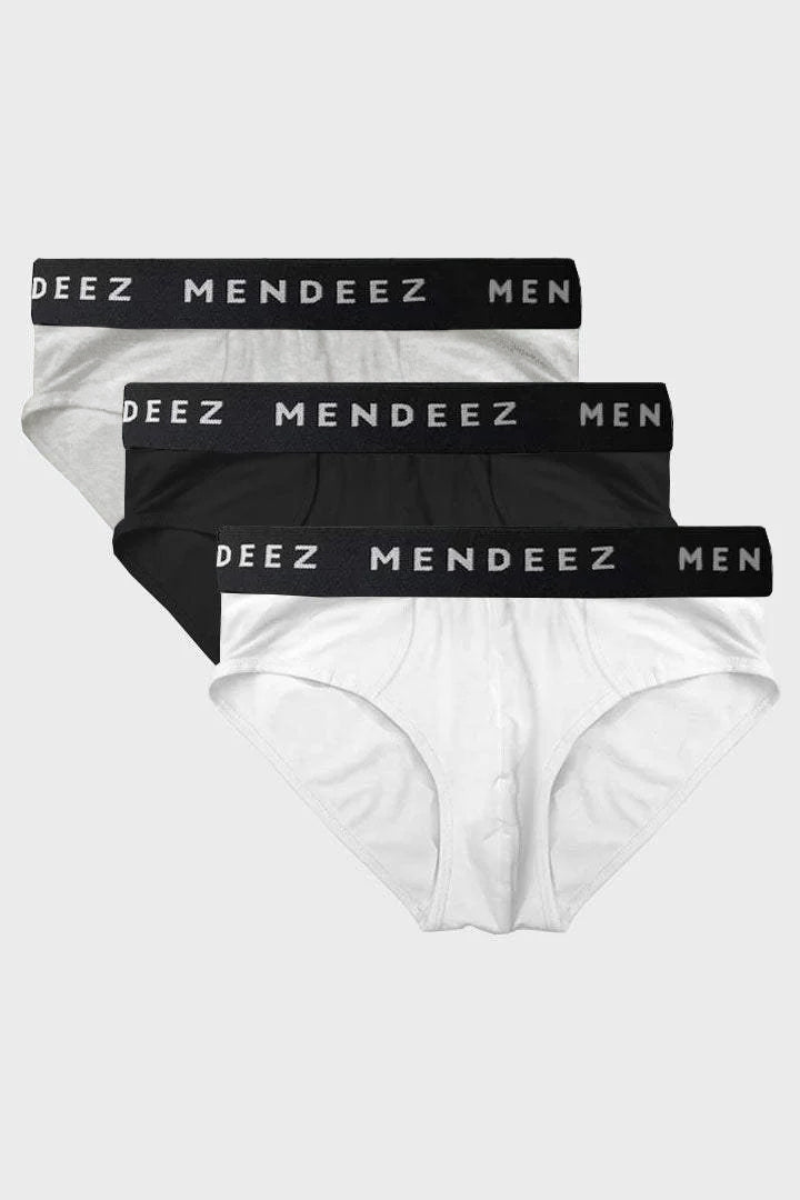 Briefs - Black, Light Grey & White Pack Of 3 - Mendeez