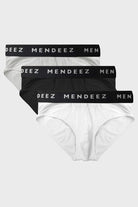 Briefs - Black, Light Grey & White Pack Of 3 - Mendeez