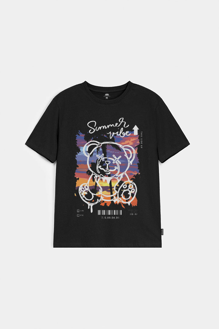 Printed Graphic Tee - Black - Mendeez