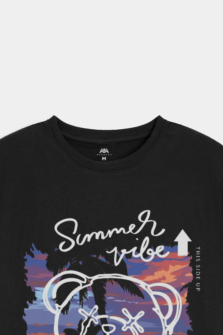 Printed Graphic Tee - Black - Mendeez