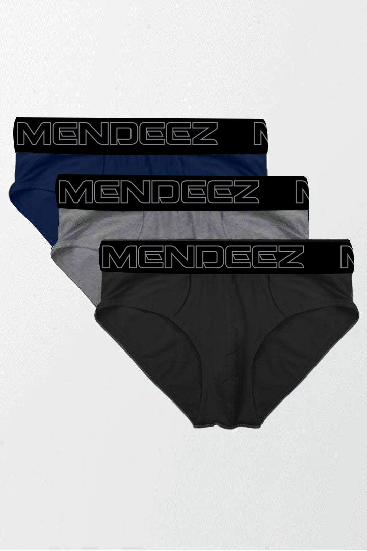 Briefs - Black, Grey & Navy Blue Pack Of 3 - Mendeez