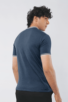 DENIM BLUE PIQUE HENLEY T-SHIRT - Mendeez PK 