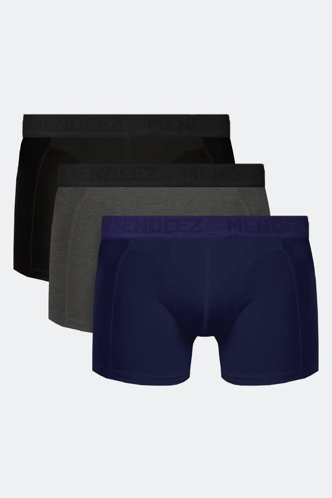 Boxer Brief - Black, Navy Blue & Charcoal Grey Pack Of 3 - Mendeez