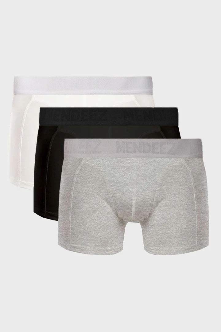 Boxer Brief - Black, White & Heather Grey Pack Of 3 - Mendeez