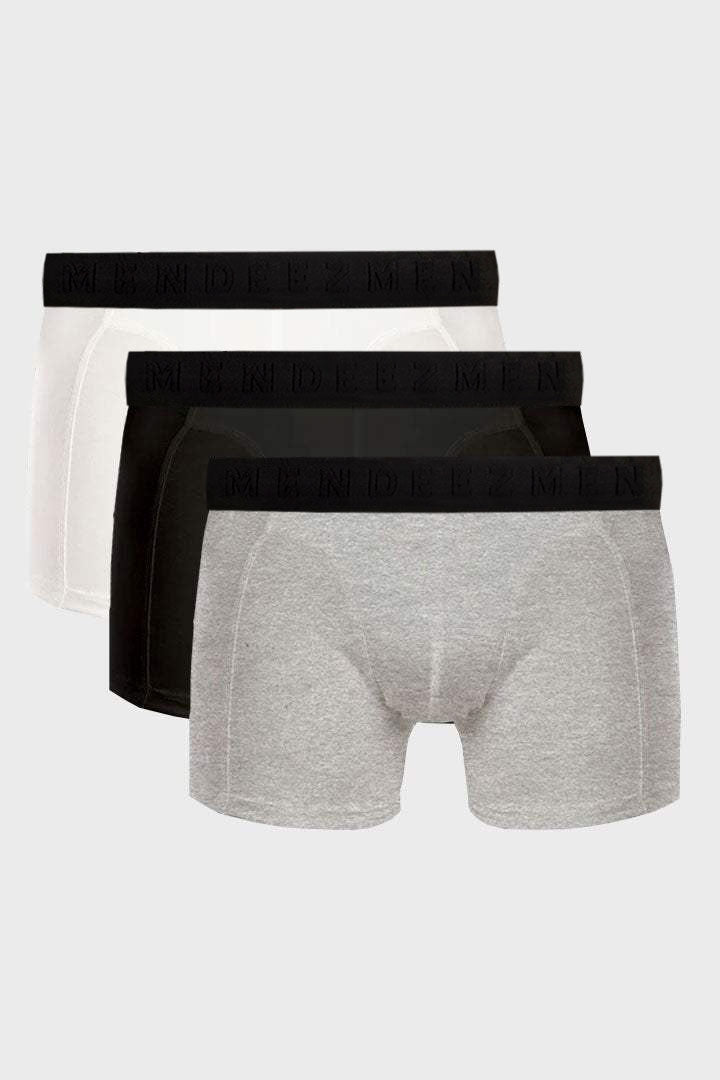 Boxer Briefs - White, Heather Grey & Black Pack Of 3 - Mendeez