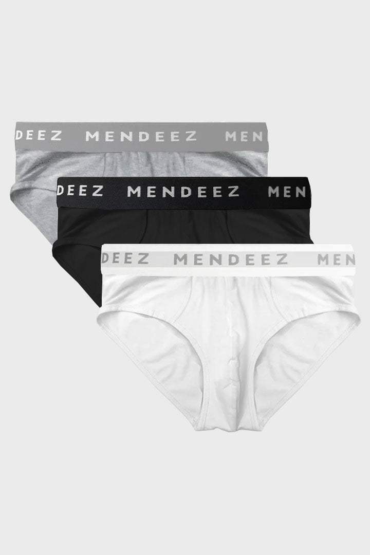 Jacquard Briefs - Pack of 3 (Black, White, Heather Grey) - Mendeez PK 