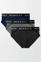 Briefs - Navy Blue, Black & Grey Pack Of 3 - Mendeez