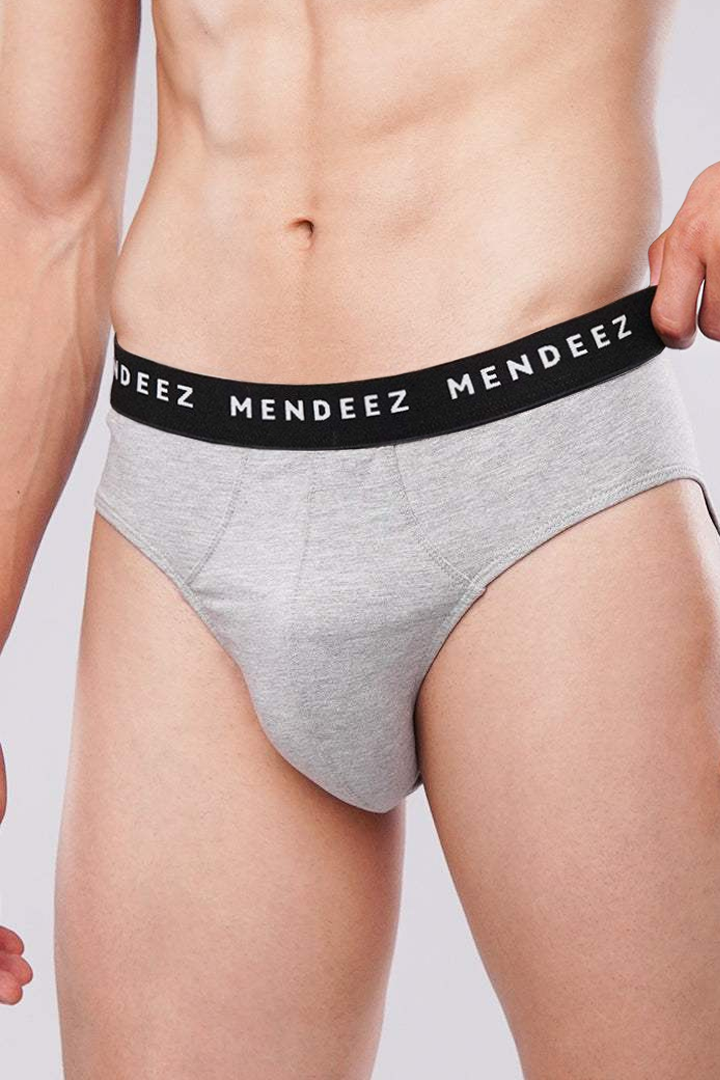 Briefs - White, Black & Heather Grey Pack Of 3 - Mendeez