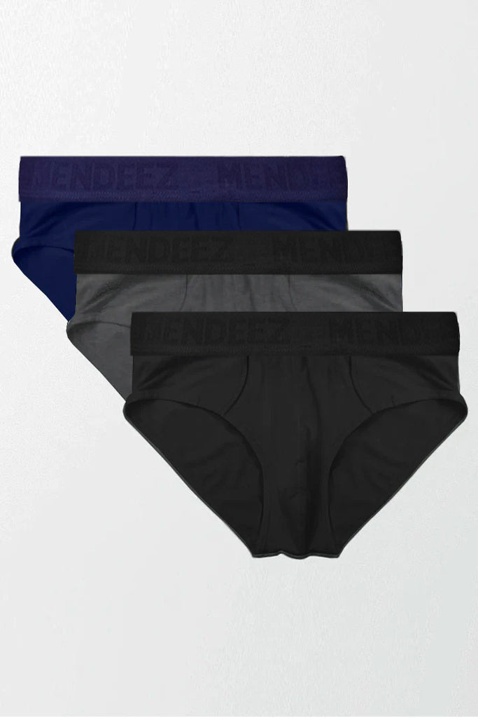 Brief - Black, Navy Blue & Charcoal Grey Pack Of 3 - Mendeez