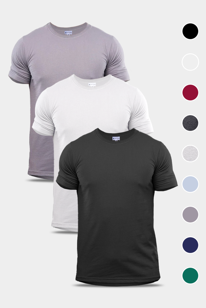 Build Your Own Pack of 3 Crew Neck T-Shirts - Mendeez PK 
