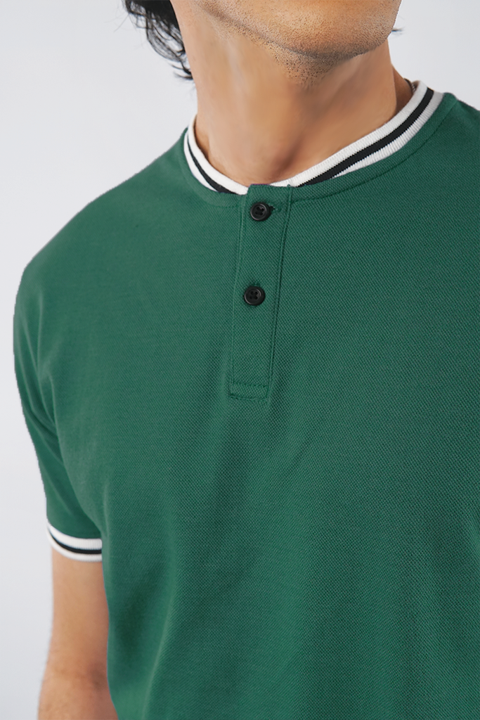 Nova Green Pique Henley T-shirt - Mendeez PK 