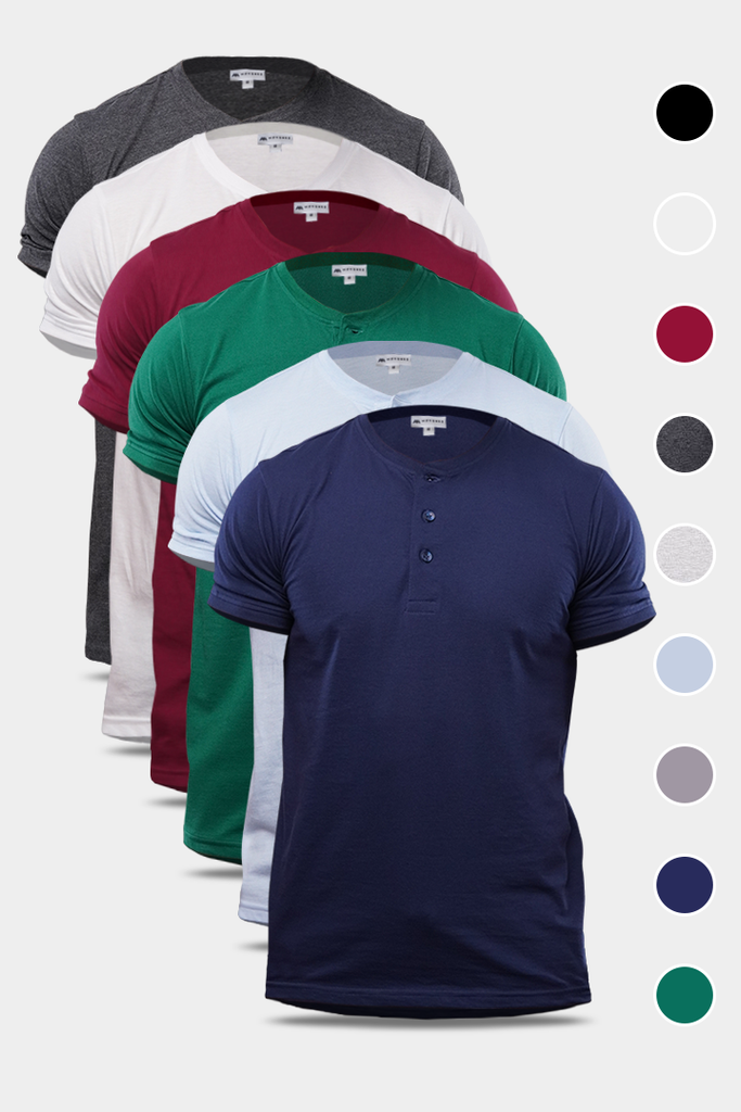 Build Your Own Pack of 6 Henley T-Shirts - Mendeez PK 