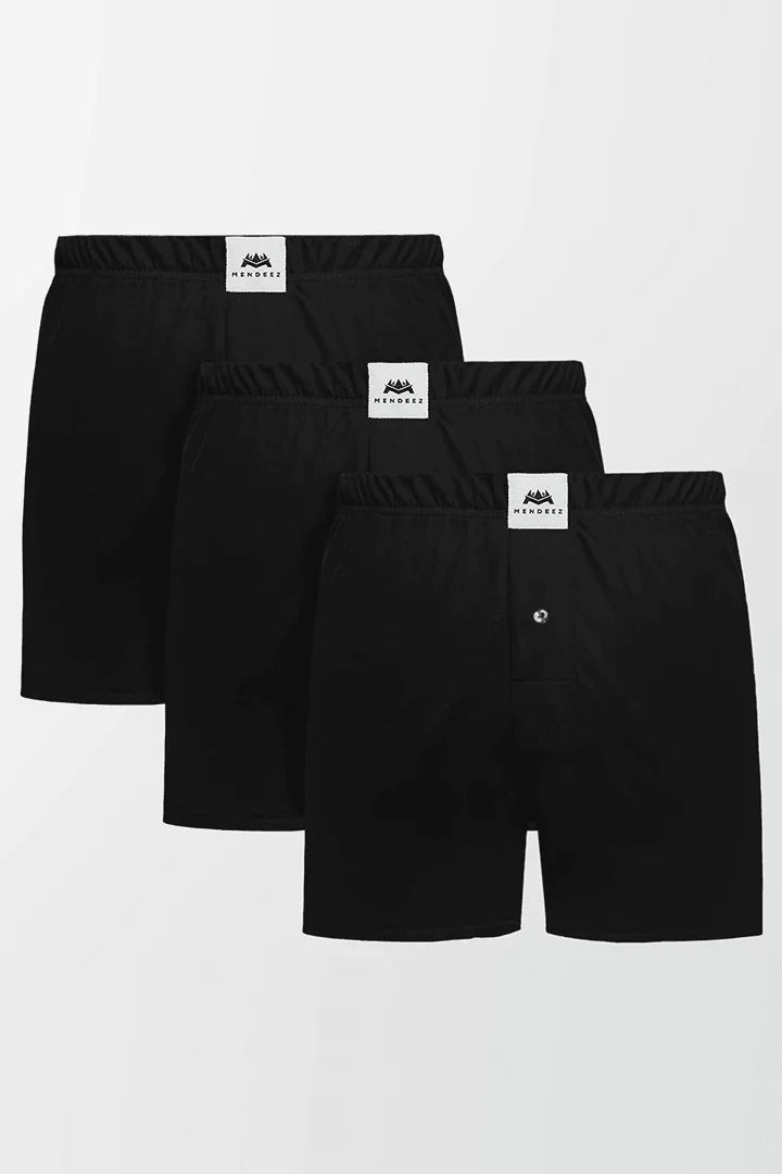 Jersey Boxer Shorts - Black Pack Of 3 - Mendeez
