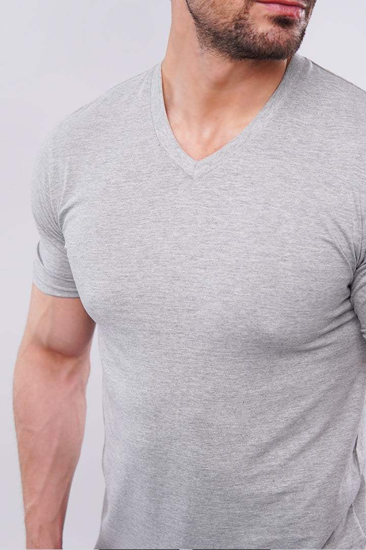 Basic V-Neck - Heather Grey - Mendeez PK 