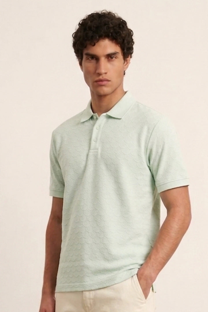 Jacquard Textured Polo - Mint Green - Mendeez