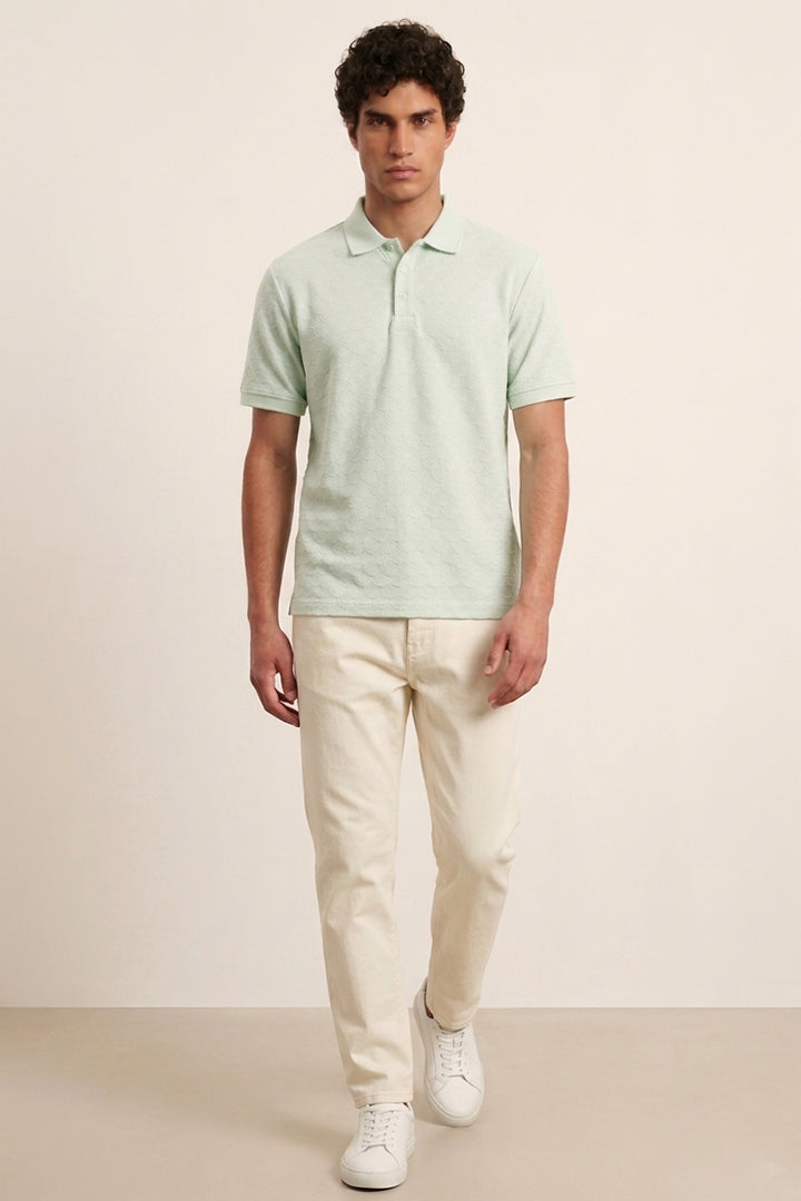 Jacquard Textured Polo - Mint Green - Mendeez
