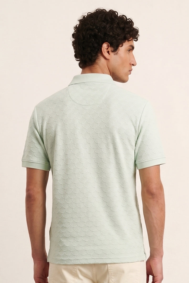 Jacquard Textured Polo - Mint Green - Mendeez