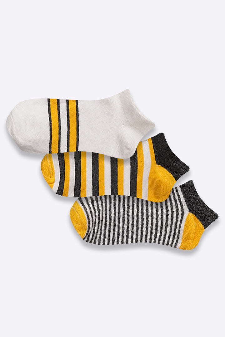 Striped Ankle Socks - Pack of 3 - Mendeez