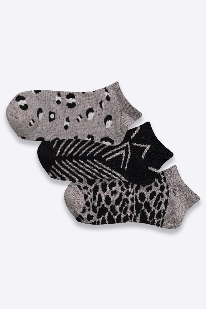 Monochrome Ankle Socks - Pack of 3 - Mendeez