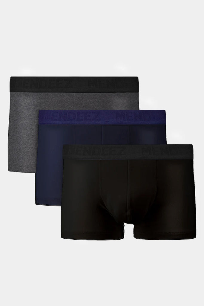 Boxer Trunk - Black, Navy Blue & Charcoal Grey Pack Of 3 - Mendeez