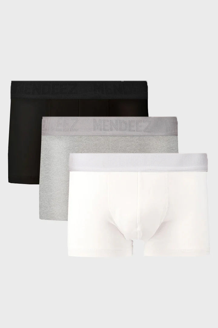 Boxer Trunk - Black, White & Heather Grey Pack Of 3 - Mendeez