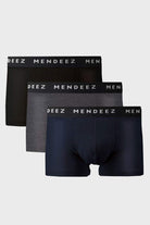 Jacquard Boxer Trunks - Pack of 3 (Navy Blue, Charcoal, Black) - Mendeez PK 