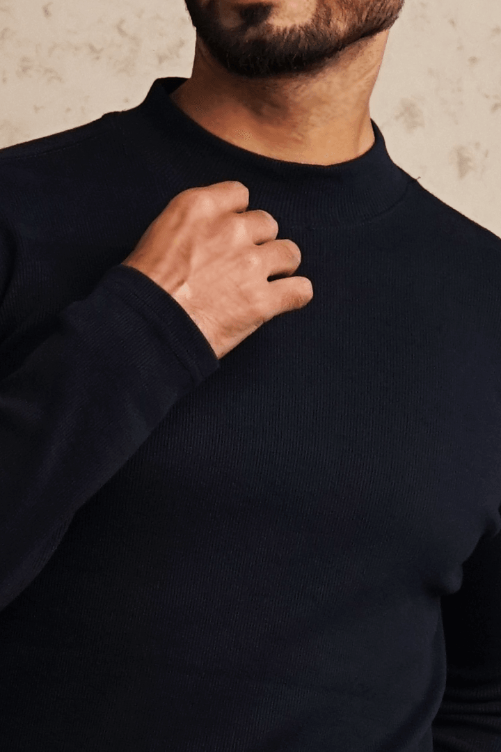 Solid Navy Mockneck Sweatshirt - Mendeez PK 