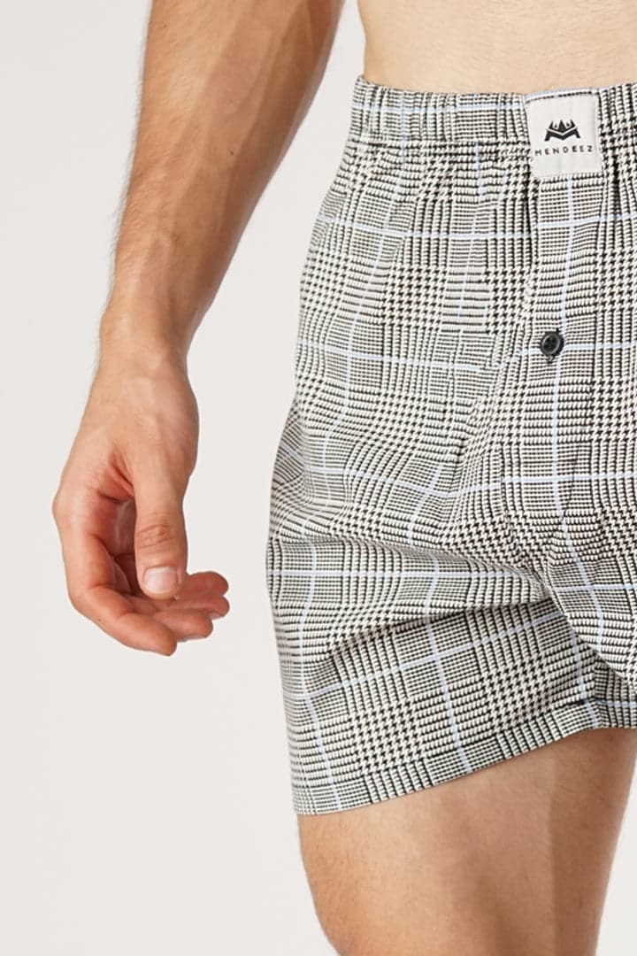 Checkered Grey Woven Boxer Shorts - Mendeez PK 