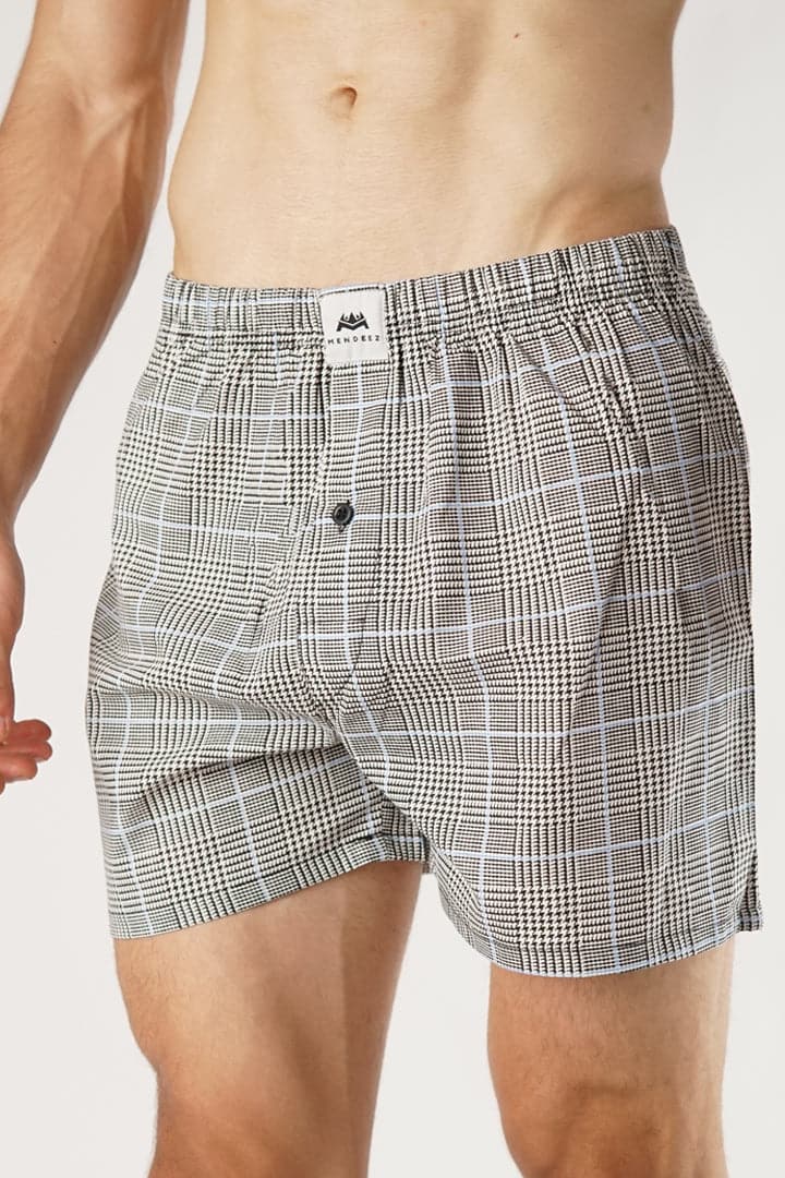 Checkered Grey Woven Boxer Shorts - Mendeez PK 