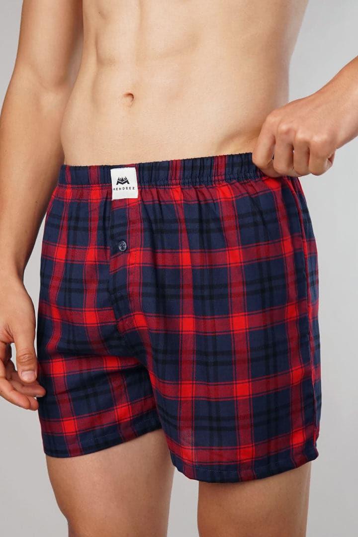 Red Scottish Woven Boxer Shorts - Mendeez PK 